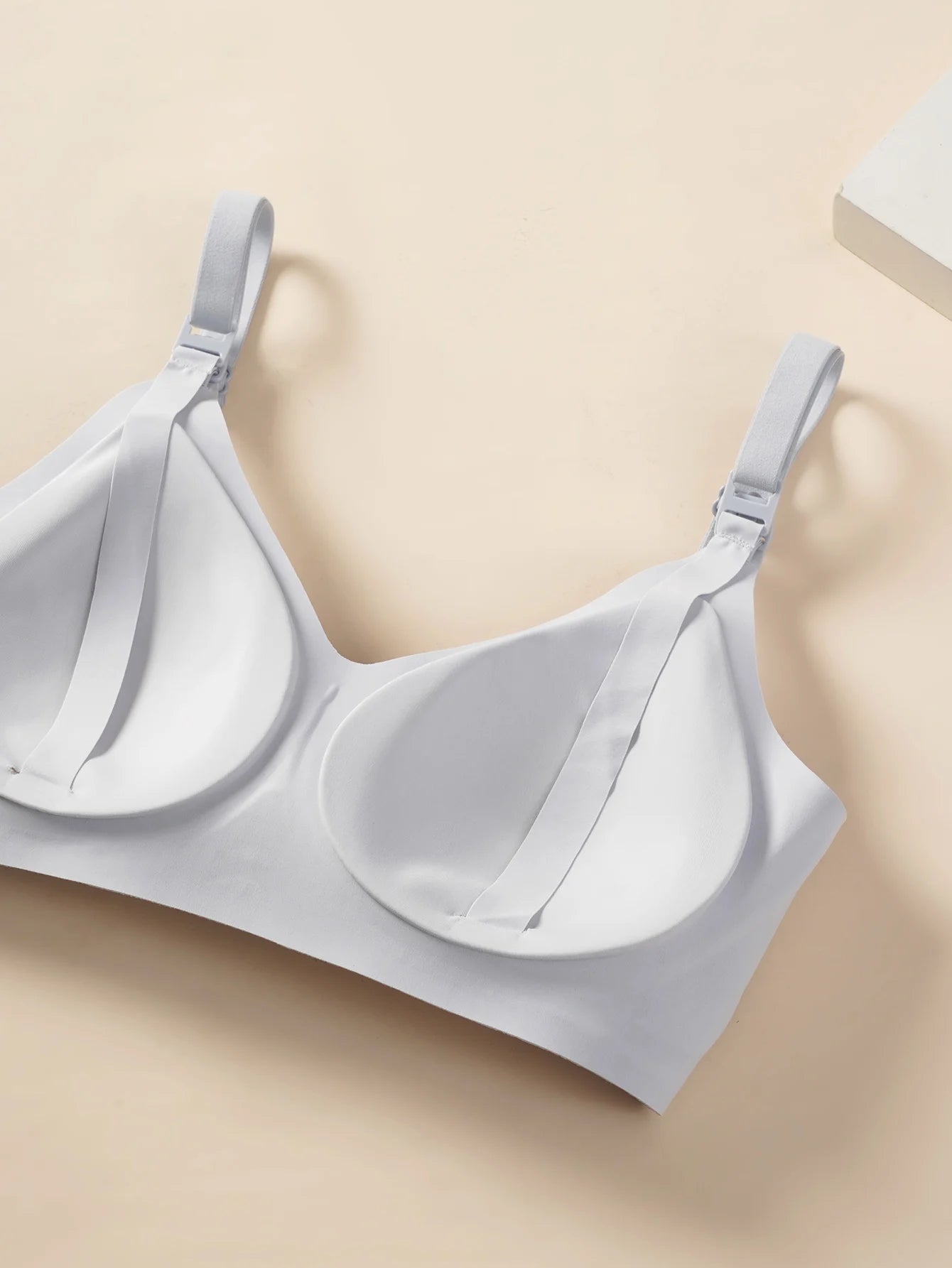 New Women'S Maternity Bra With Front Opening Solid Color Seamless Comfort Stripes V-Neck Jelly Style Nursing Bra