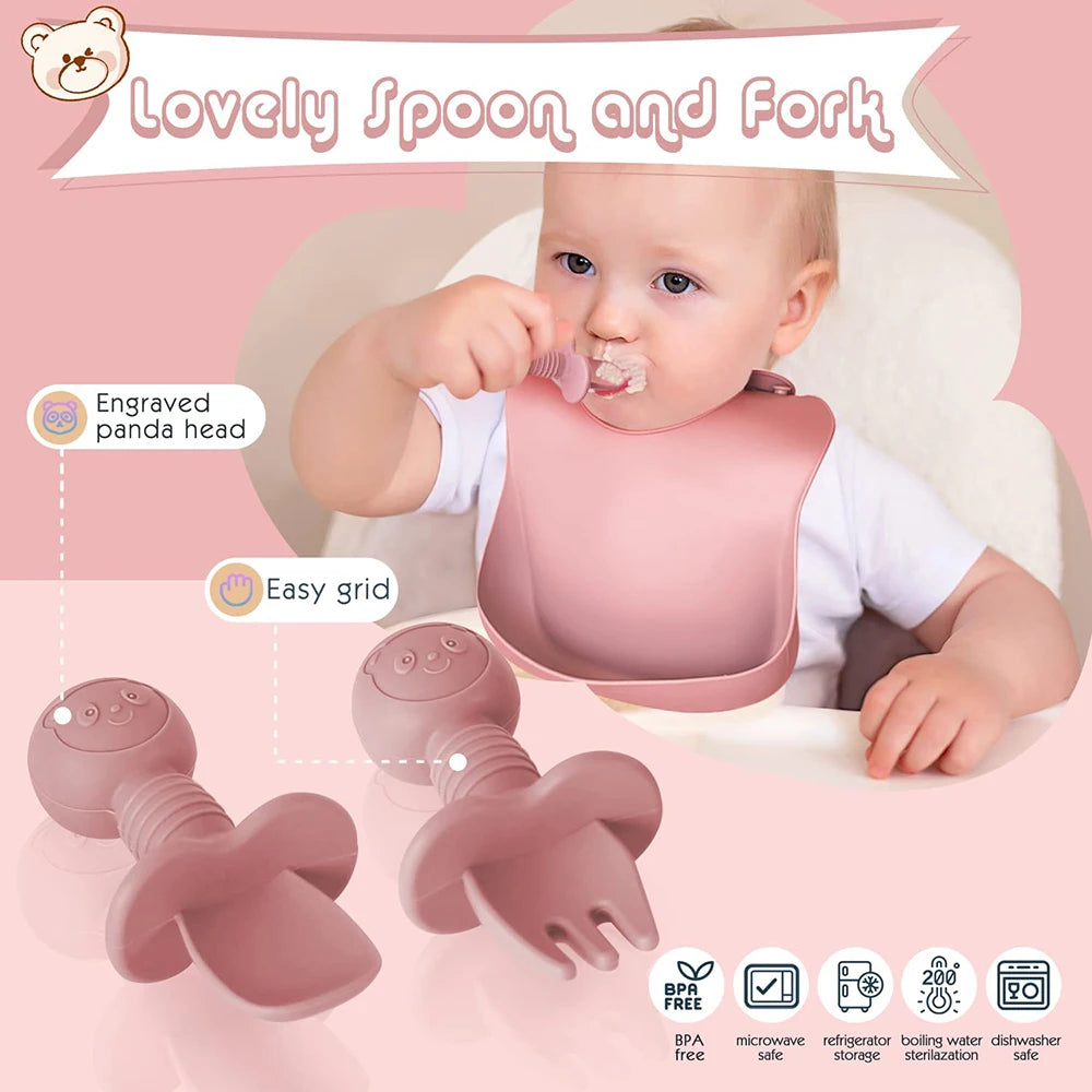 Children’s Silicone Tableware Set – 6/8-Piece Baby Feeding Kit