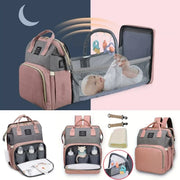 Foldable Mommy Backpack with Crib Bed & Large Storage