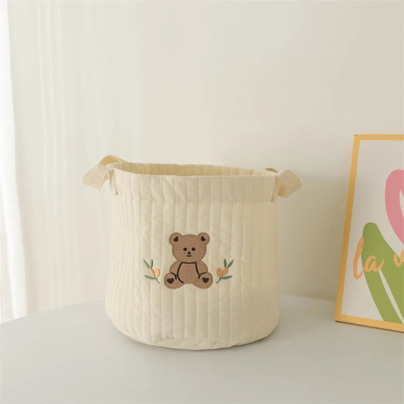 Baby Diaper Storage Bag Toys Blocks Organizer Bag Bedding Mother Tote Bottle Olives Quilted Embroidery Portable Bucket Bags