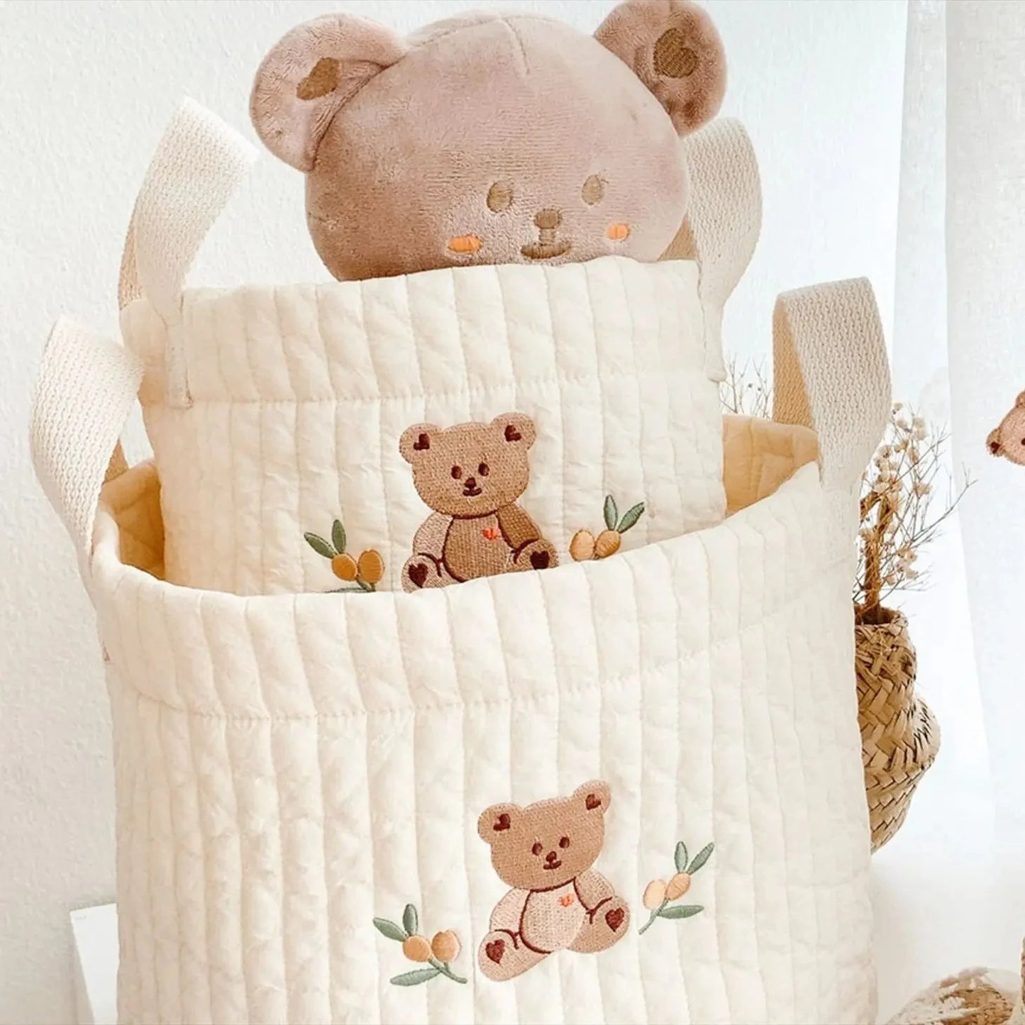 Baby Bags Cute Bear Embroidery Diaper Bag Caddy Nappy Cart Storage Mummy Maternity Bag for Newborn Diapers Toys Organizers