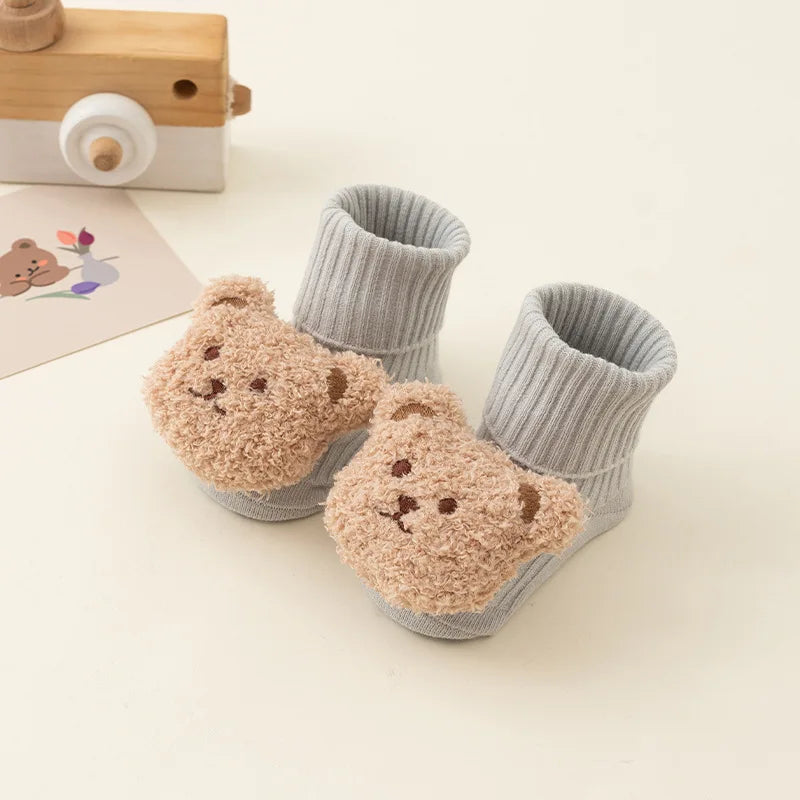 Cute Cartoon Bear Baby Socks – Anti-Slip Cotton (Spring & Autumn)