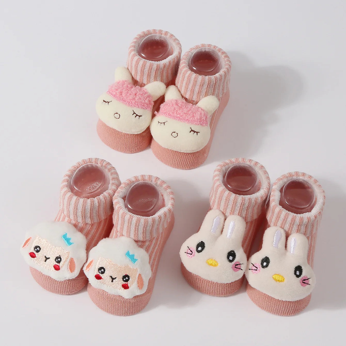 Kawaii 3D Animal Baby Socks – Soft Cotton (0–6 Months)