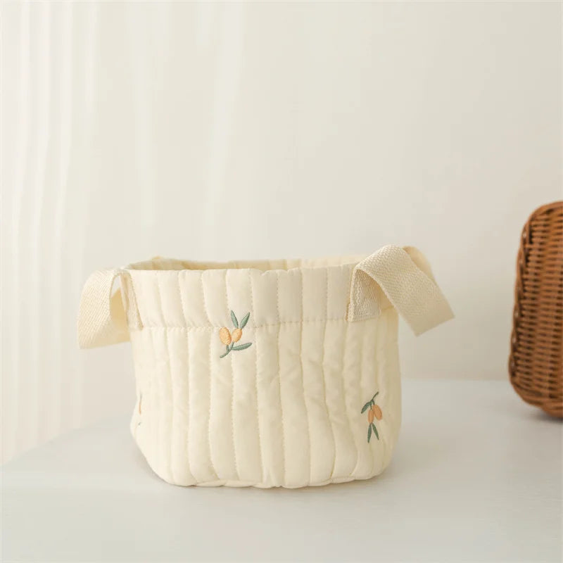 Baby Diaper Storage Bag Toys Blocks Organizer Bag Bedding Mother Tote Bottle Olives Quilted Embroidery Portable Bucket Bags