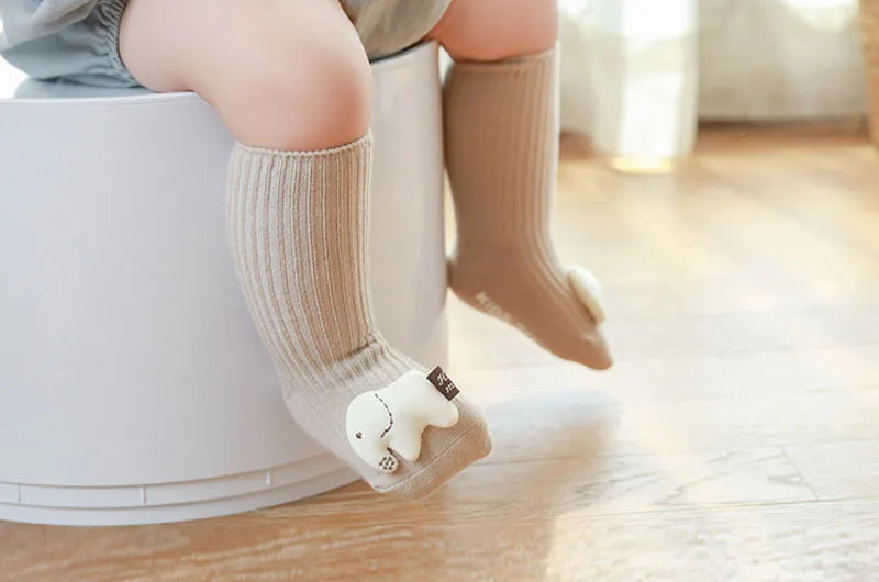 Cartoon Cotton Baby Socks – Non-Slip (Newborn to Toddler)