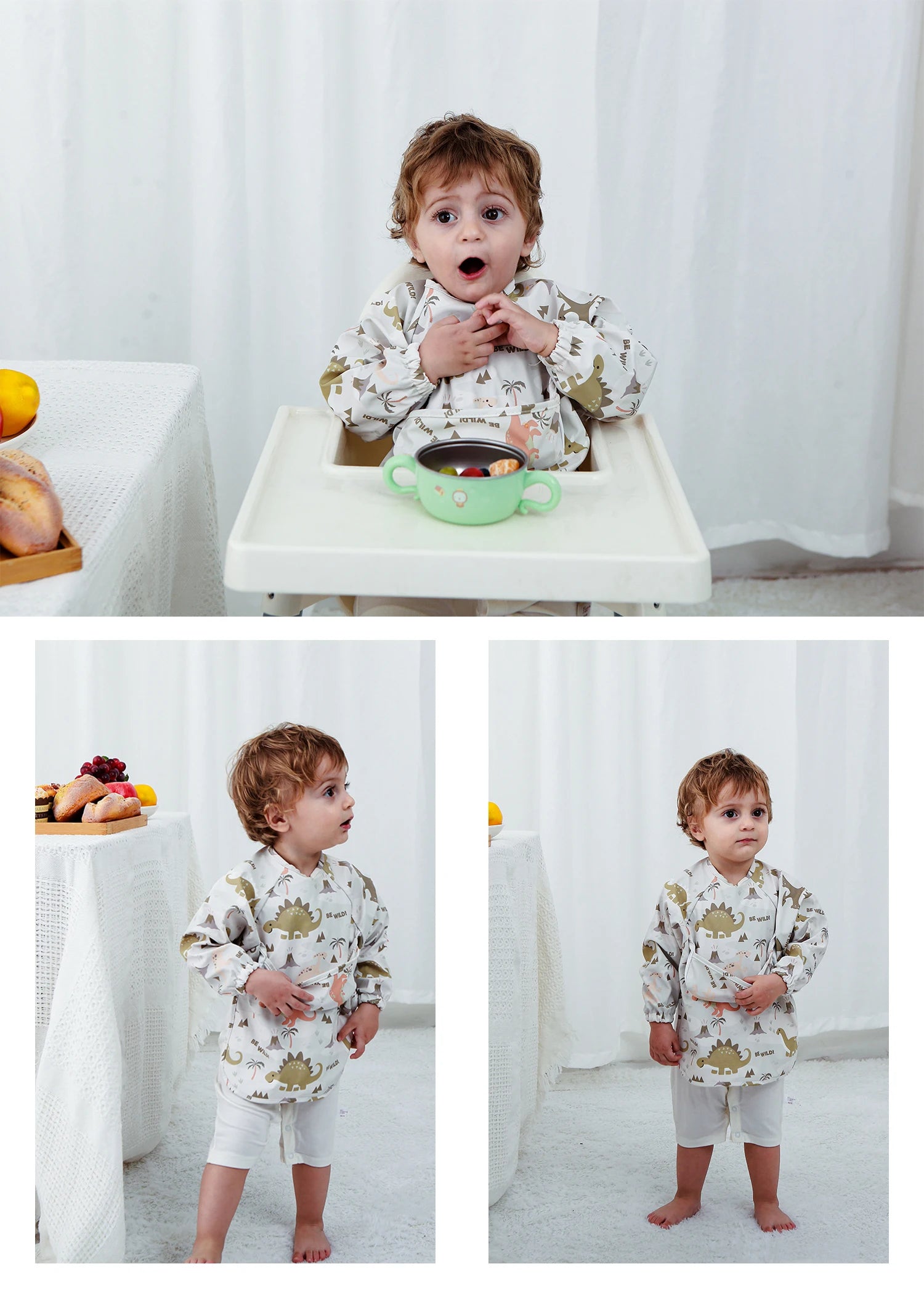 New Baby's Waterproof Long Sleeve Apron with Pocket Toddler Burp Cloth Boys Girls Anti-dirty Art Smock Baby Stuff Denmark bib