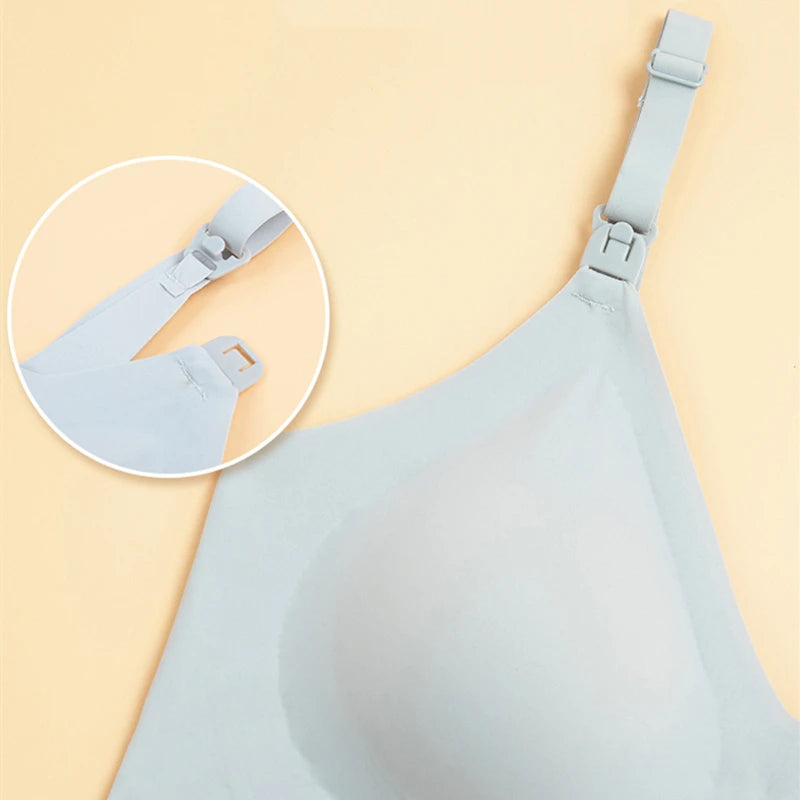 Ultra Thin Laser Cutting Ladies Feeding Bra Seamless Removable Padded Breastfeeding Bras Plus Size Push Up Maternity Support Bra