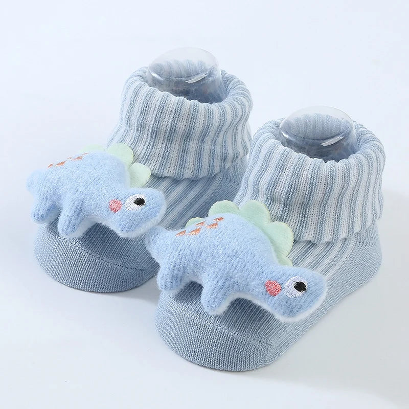 Cute Dinosaur Baby Socks – Soft Cotton Anti-Slip (0–12 Months)