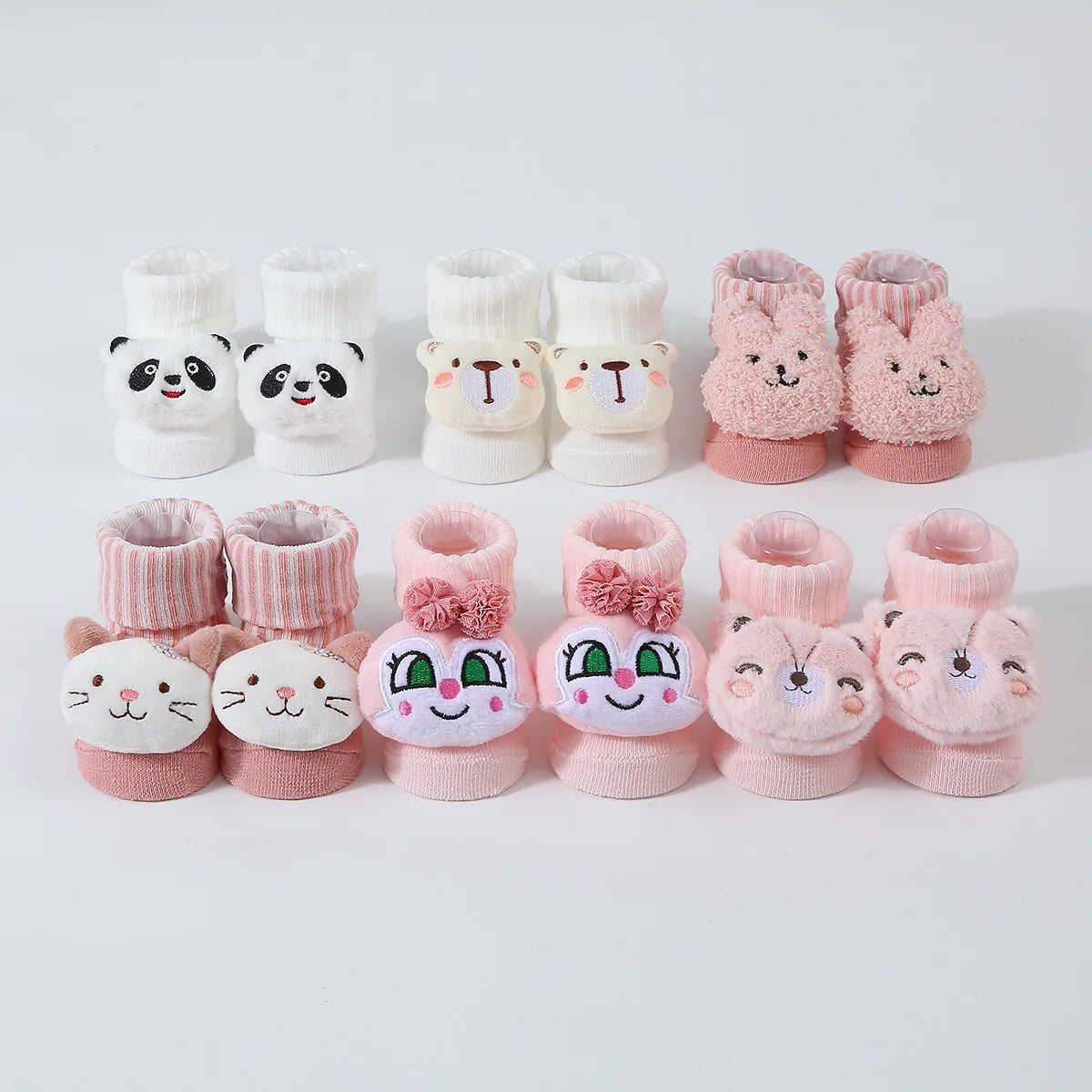 3D Doll Cotton Baby Tube Socks – Newborn (0–6 Months)