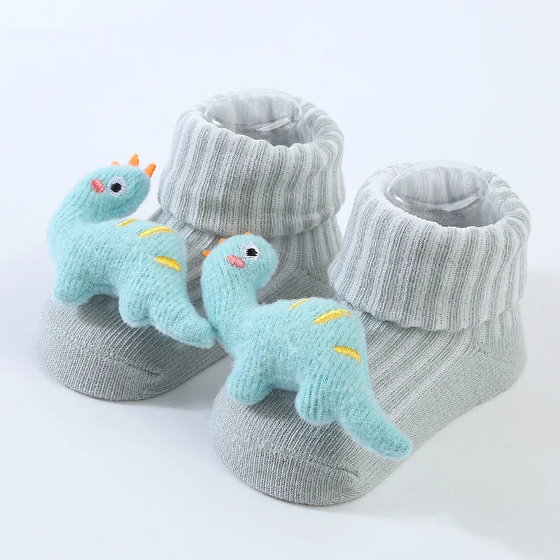 Cute Dinosaur Baby Socks – Soft Cotton Anti-Slip (0–12 Months)