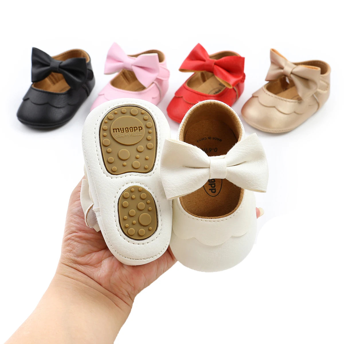 Baby Girl Bowknot Flat Shoes – Soft Sole First Walkers