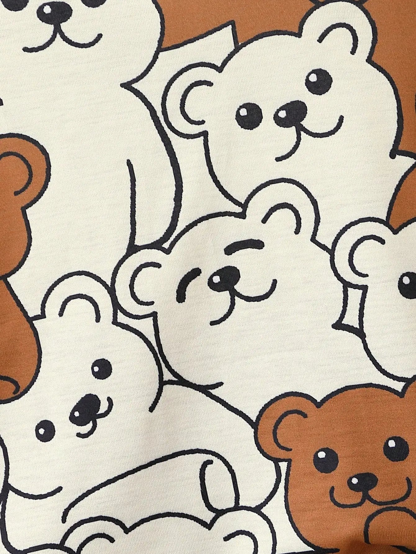 2-Piece Young Boy Casual Cartoon Bear Print Round Neck Short-Sleeved T-Shirt and Shorts Set Suitable for Summer Sports Suitable for Daily Use Suitable for Going to School and Travel