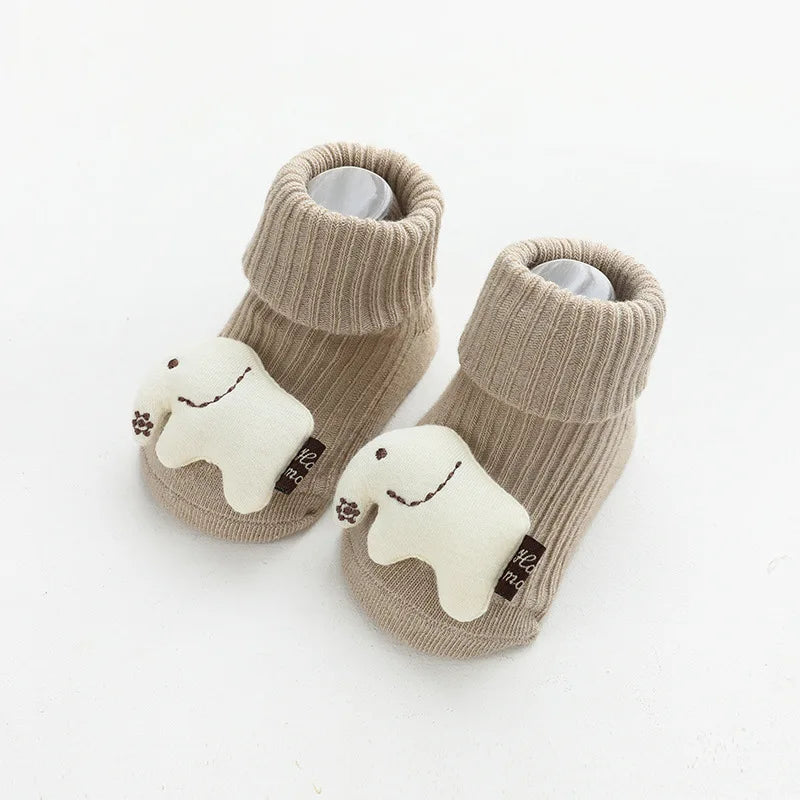Cartoon Cotton Baby Socks – Non-Slip (Newborn to Toddler)