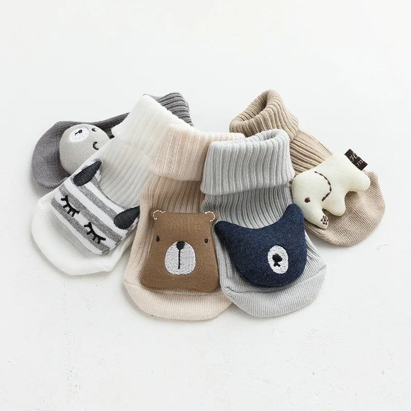 Cartoon Cotton Baby Socks – Non-Slip (Newborn to Toddler)