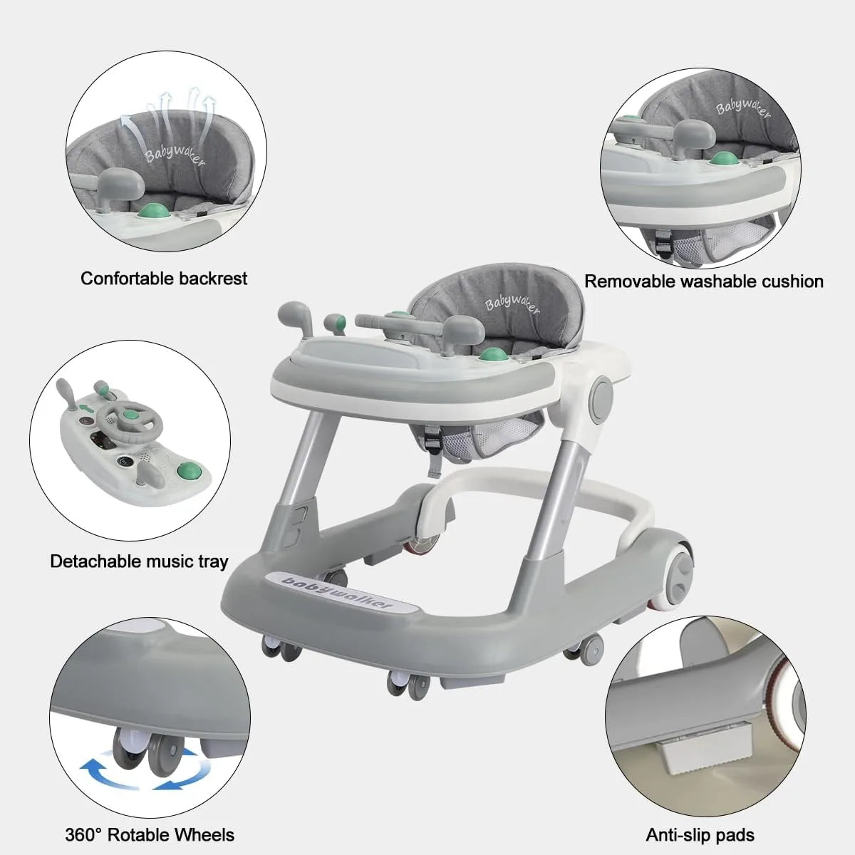 Foldable 2-in-1 Baby Walker – Push Toy, Feeding & Music Tray