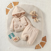 Baby Boys Solid 2PCS Antumn/Winter Long Sleeve Hooded Sweatshirt +Trousers For Newborn-6M Daily Cute Clothing Set