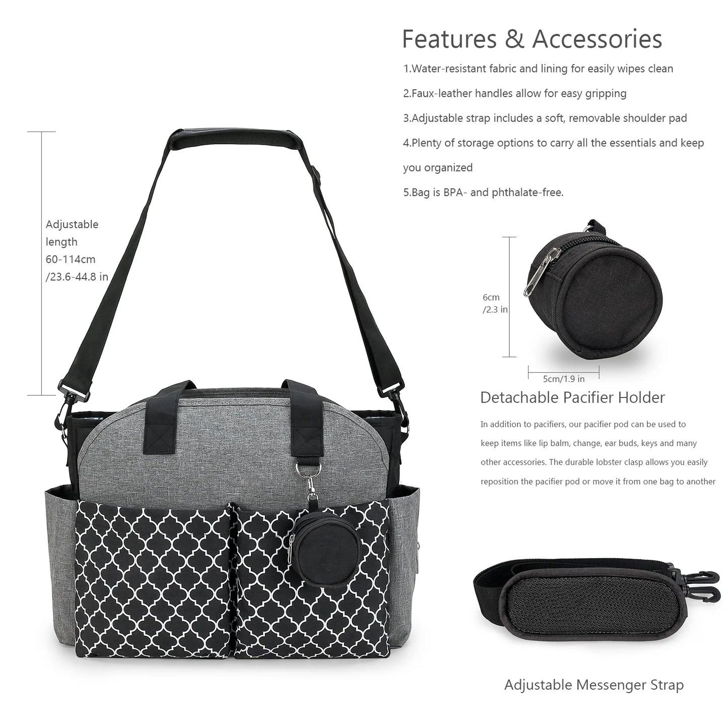 Baby Changing Carrier Bag with  Shoulder Strap Portable Waterproof and Large Capacity