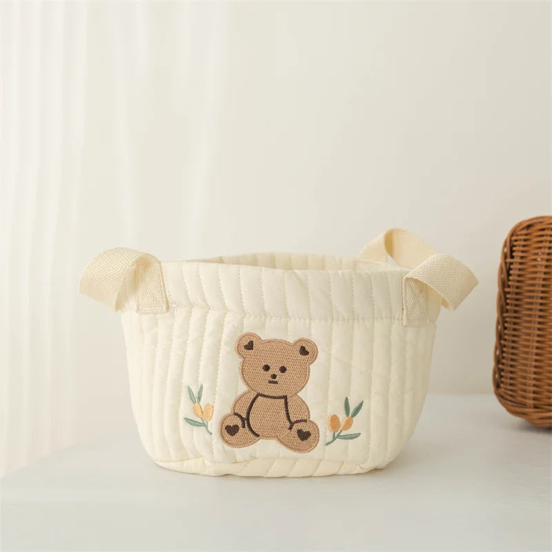 Baby Diaper Storage Bag Toys Blocks Organizer Bag Bedding Mother Tote Bottle Olives Quilted Embroidery Portable Bucket Bags