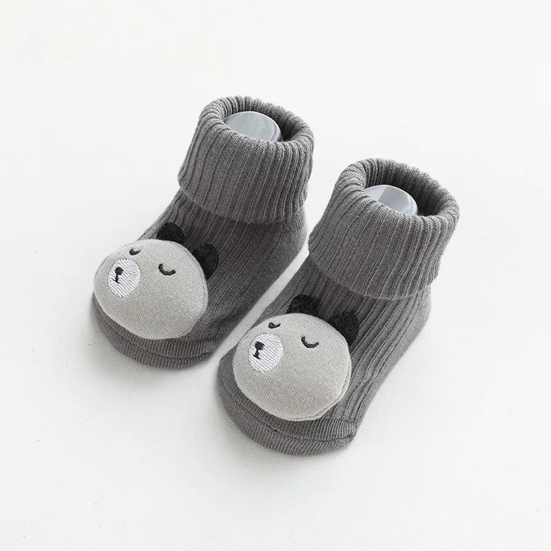 Cartoon Cotton Baby Socks – Non-Slip (Newborn to Toddler)