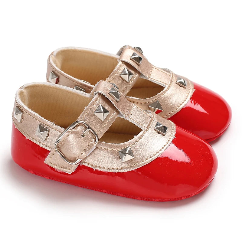 Red Bow Princess Baby Shoes – Anti-Slip Walking (Spring/Autumn)