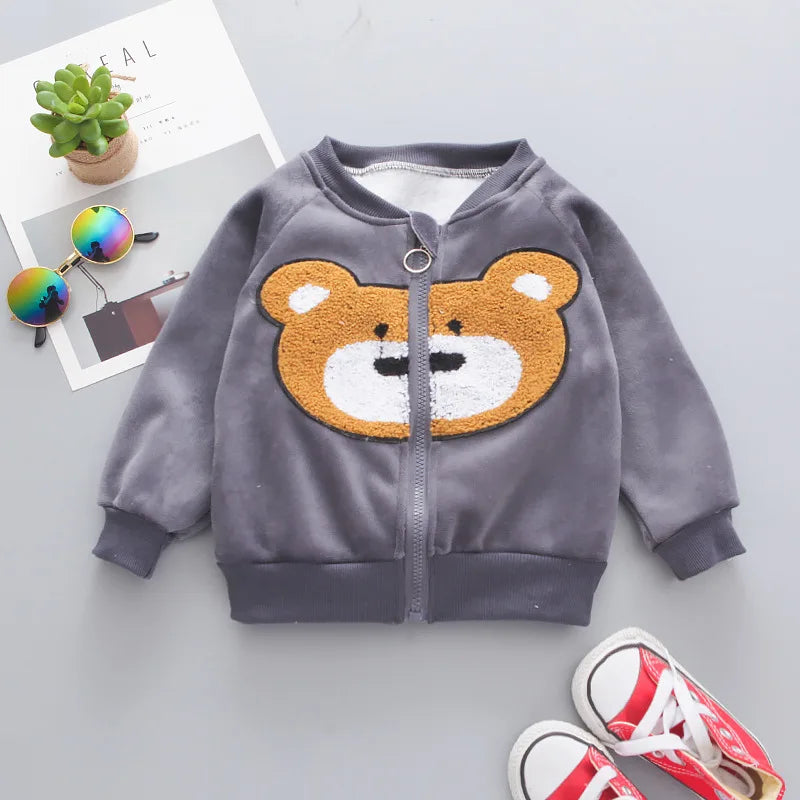 Children's Autumn and Winter Set 2024 Boys and Girls Cartoon Plush Coat+Hooded Vest+Pants Set Baby Warm Three Piece Set 0-4Y