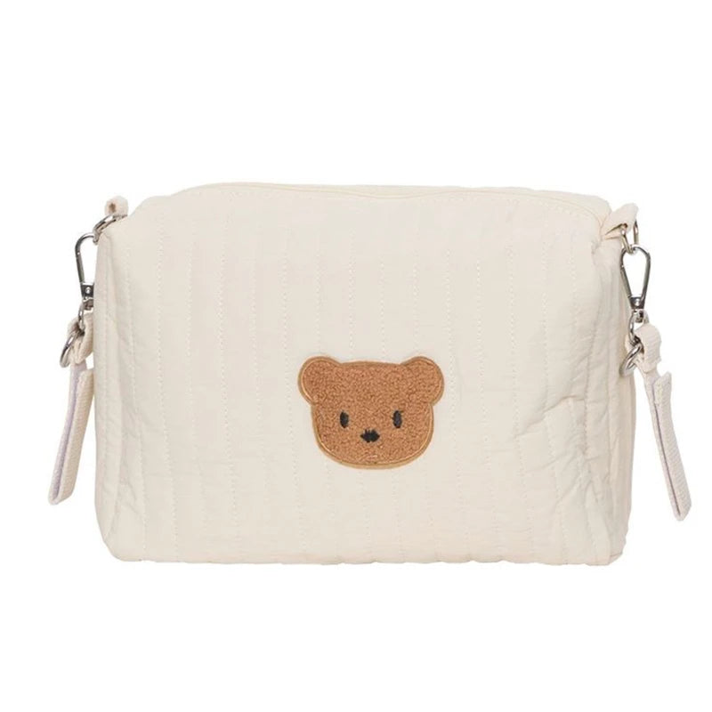 Bear Embroidered Stroller Organizer Diaper & Nursing Pouch