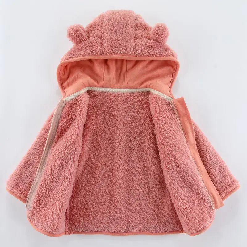 Spring and Autumn Children's Fleece Coat Baby Bear Ears Long Sleeve Warm Jacket 0-3 Years Old Child Clothing