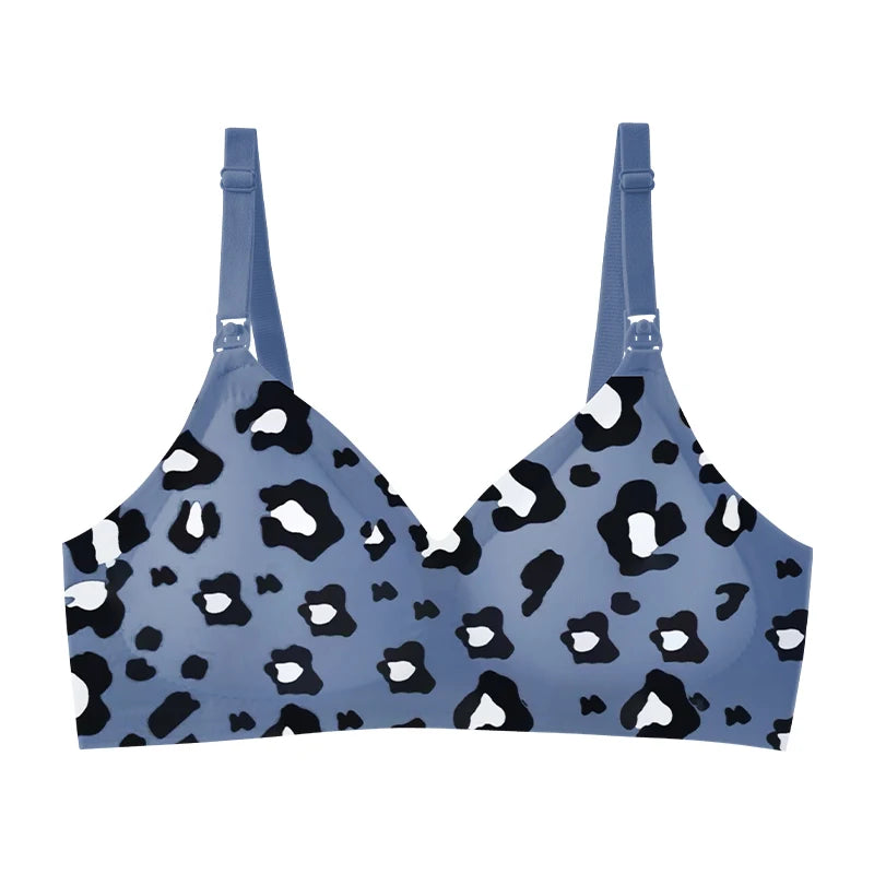 Leopard Print Maternity Nursing Bra – Wireless & Supportive