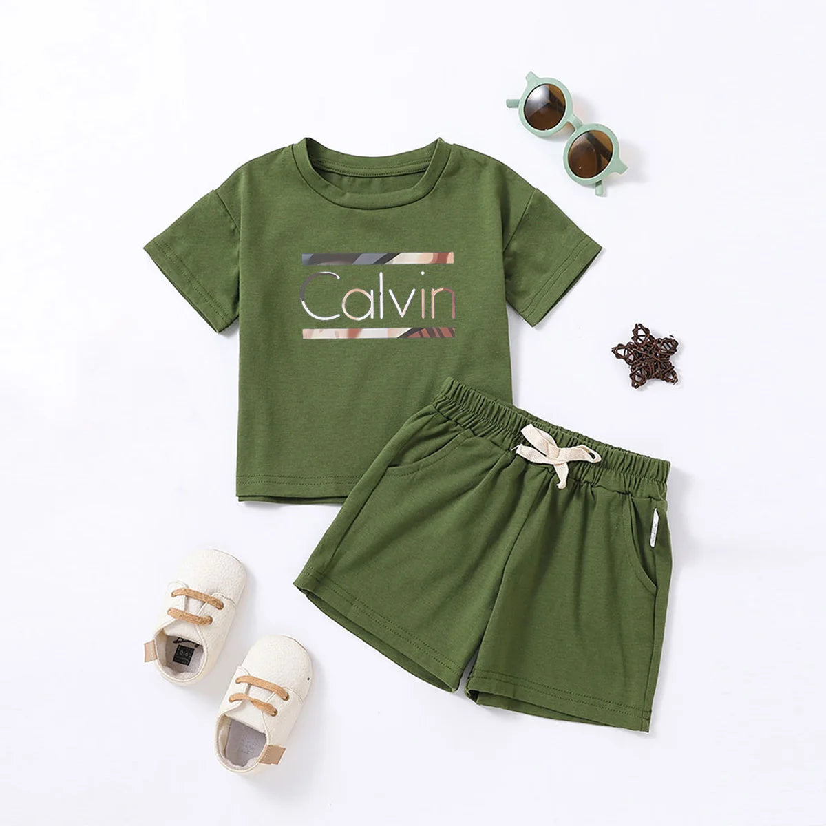 2pcs Kids Summer Boys Girls Short Sleeve Shorts Sports Suit Casual Fashion Letter Printed Kids Trendy Clothing