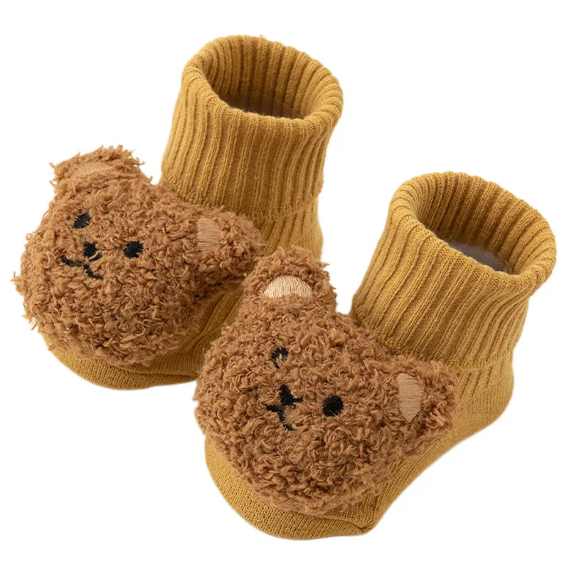 Cute Cartoon Bear Baby Socks – Anti-Slip Cotton (Spring & Autumn)