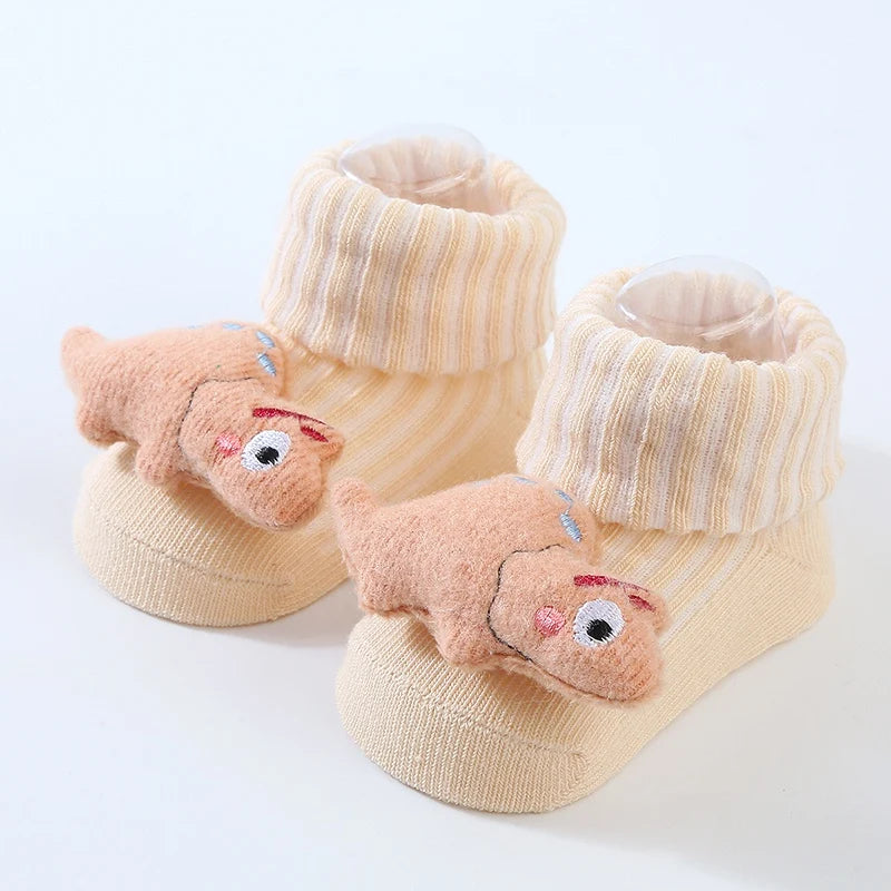 Cute Dinosaur Baby Socks – Soft Cotton Anti-Slip (0–12 Months)