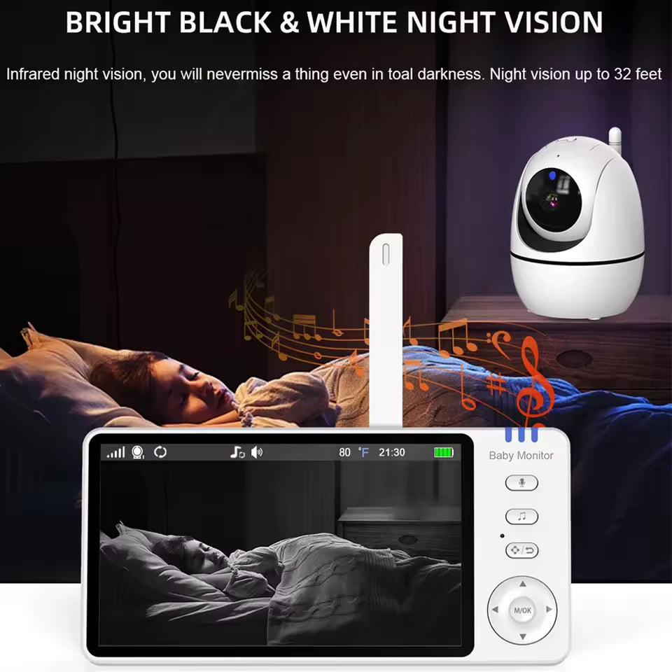 All-in-One Baby Monitor – 5" Screen, Pan-Tilt, VOX, Night Vision