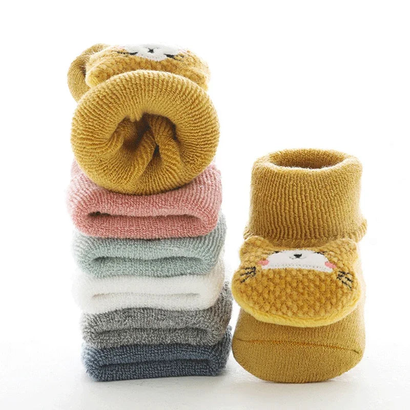 Warm Anti-Slip Cartoon Baby Socks – Winter Indoor (Unisex)