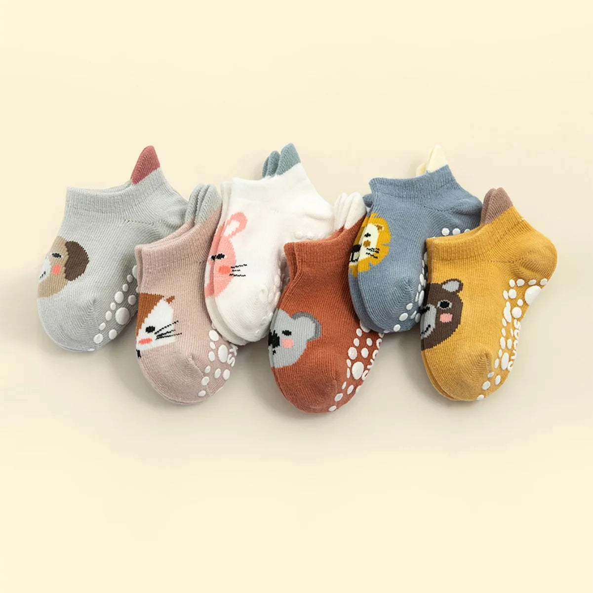 6 Pairs Anti-Slip Cotton Baby Boat Socks (0–5 Years)