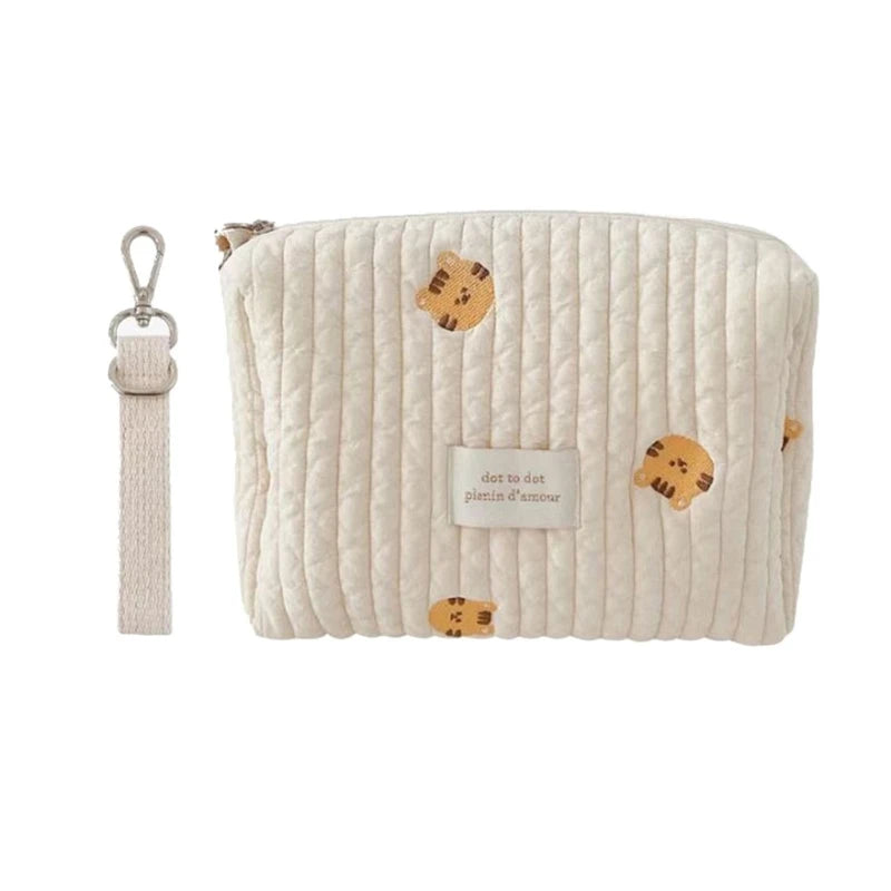 Bear Embroidered Stroller Organizer Diaper & Nursing Pouch