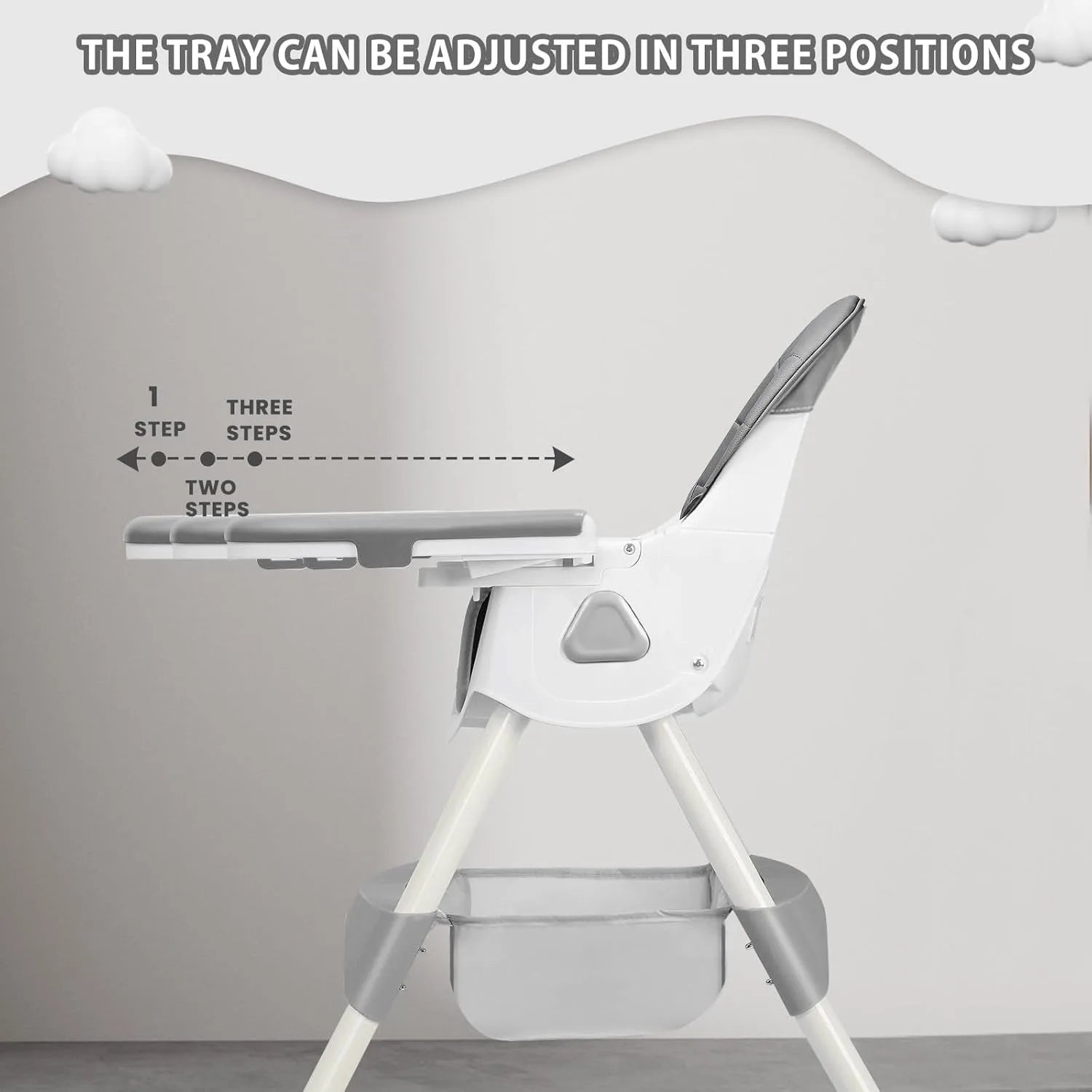 3-in-1 Foldable Baby High Chair with Double Tray
