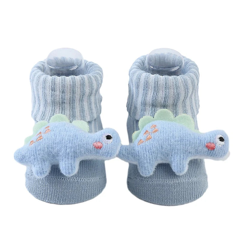 Cute Dinosaur Baby Socks – Soft Cotton Anti-Slip (0–12 Months)