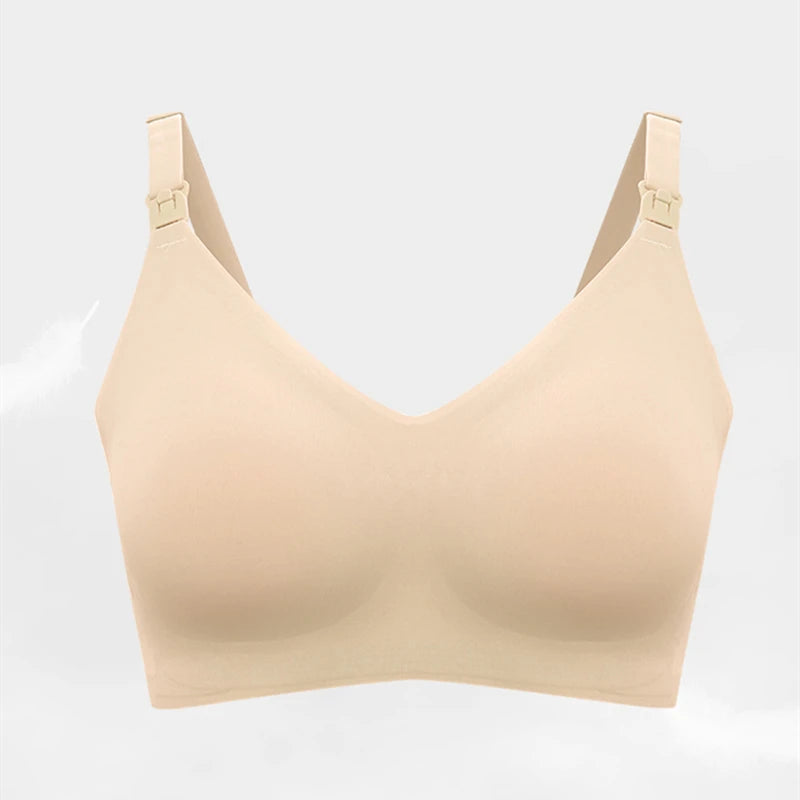 Ultra Thin Laser Cutting Ladies Feeding Bra Seamless Removable Padded Breastfeeding Bras Plus Size Push Up Maternity Support Bra