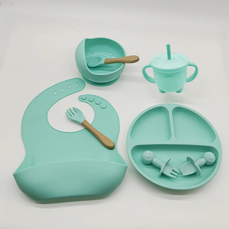 Children’s Silicone Tableware Set – 6/8-Piece Baby Feeding Kit