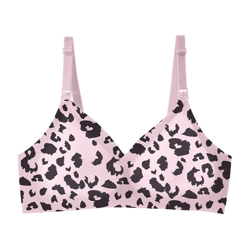 Leopard Print Maternity Nursing Bra – Wireless & Supportive