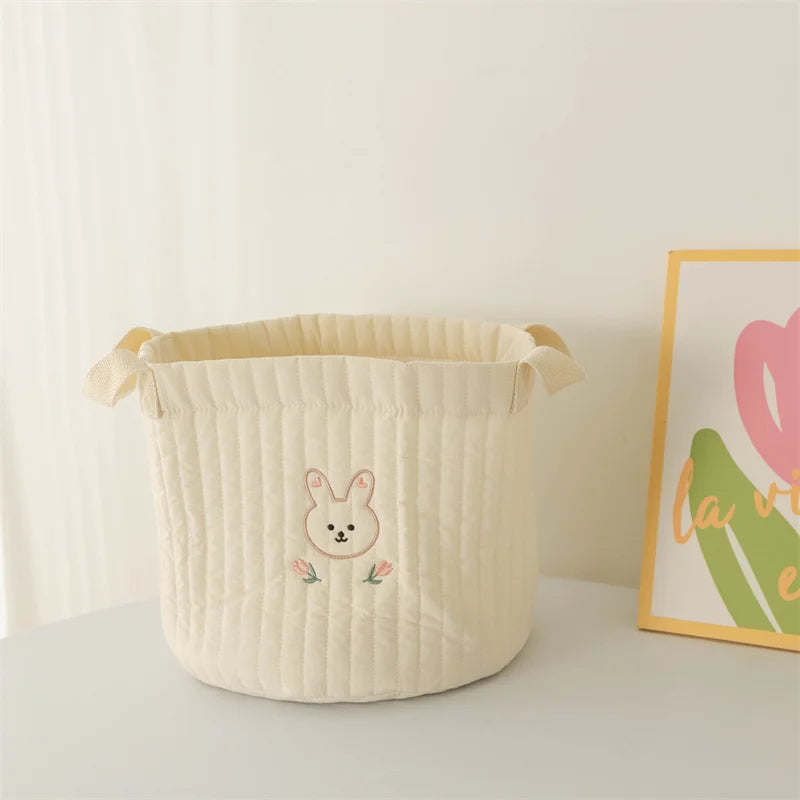Baby Diaper Storage Bag Toys Blocks Organizer Bag Bedding Mother Tote Bottle Olives Quilted Embroidery Portable Bucket Bags