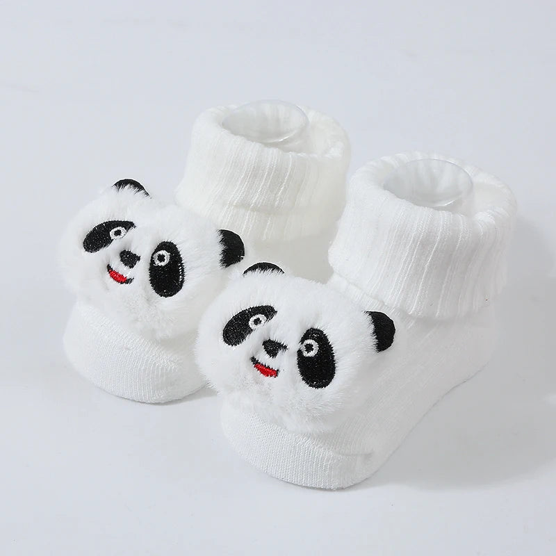 Cute Doll Cotton Baby Socks – Anti-Slip (0–6 Months)