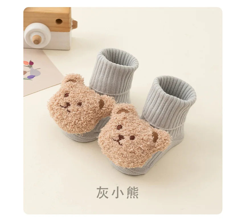 Cute Cartoon Bear Baby Socks – Anti-Slip Cotton (Spring & Autumn)