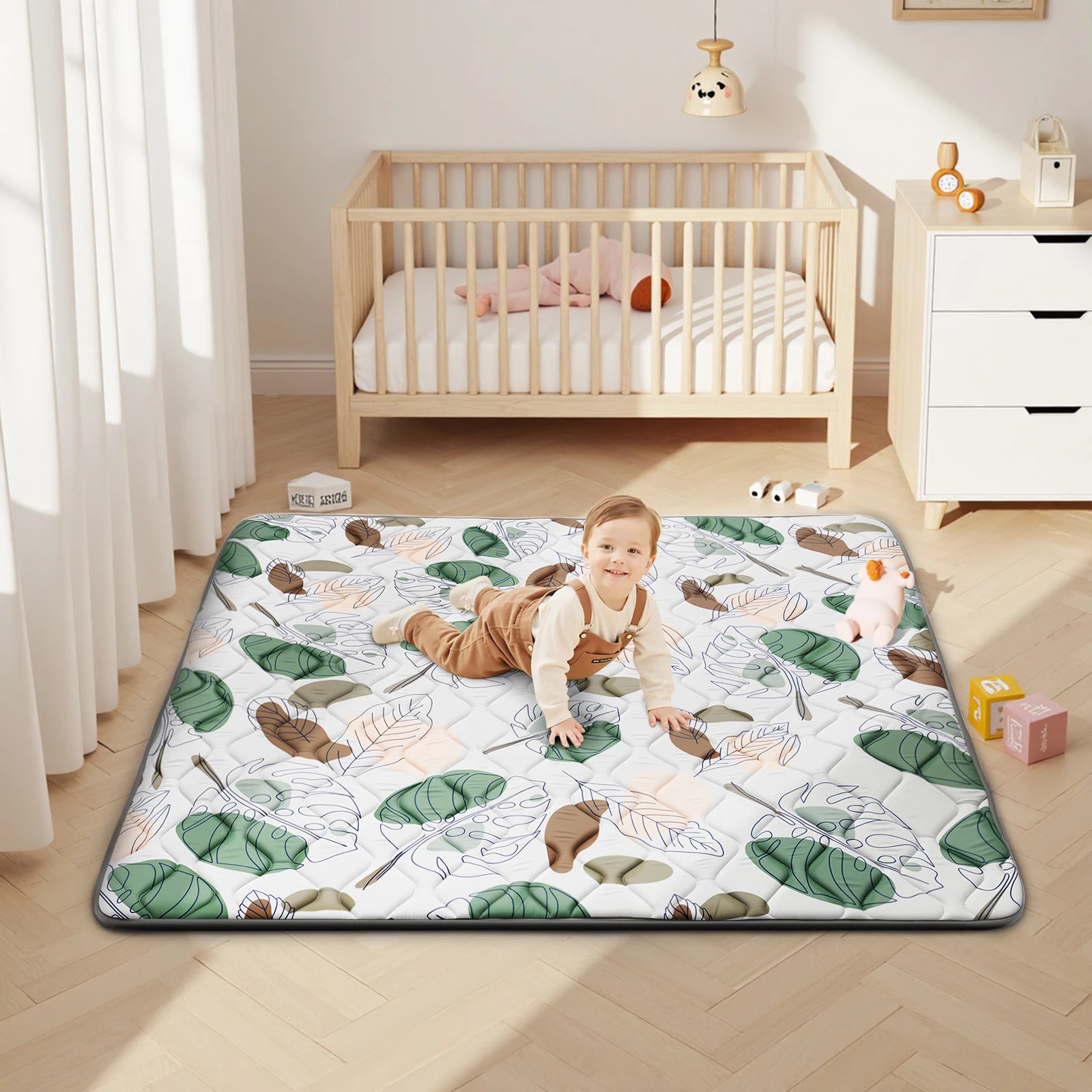 Baby Play Mats, Crawling Playpen Mat, Thicken Soft Padding Foam Playmat Foldable Crawling Mats, Non-Slip & Machine Washable ki