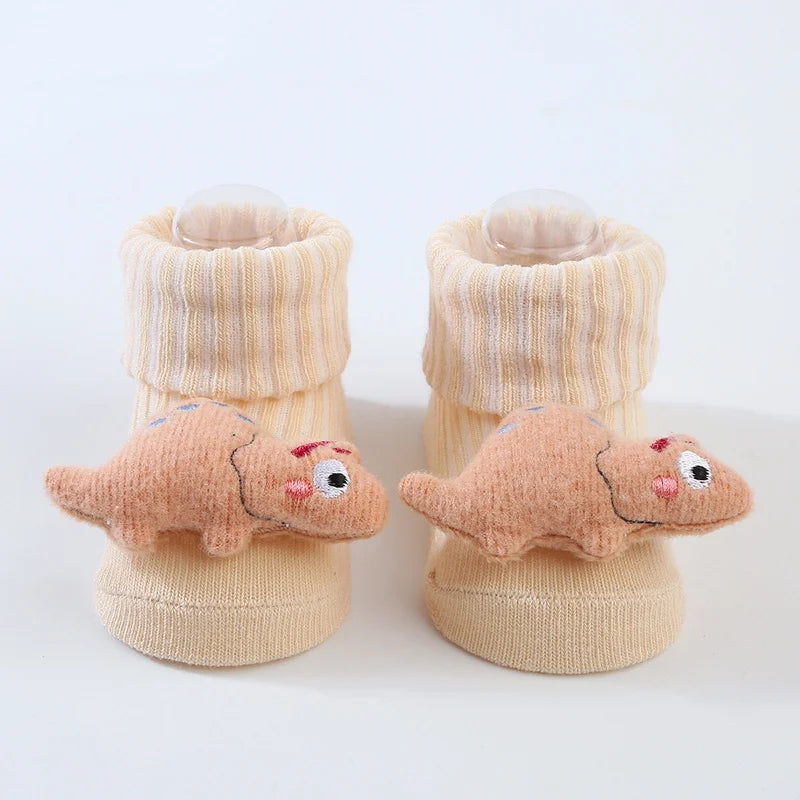 Cute Dinosaur Baby Socks – Soft Cotton Anti-Slip (0–12 Months)
