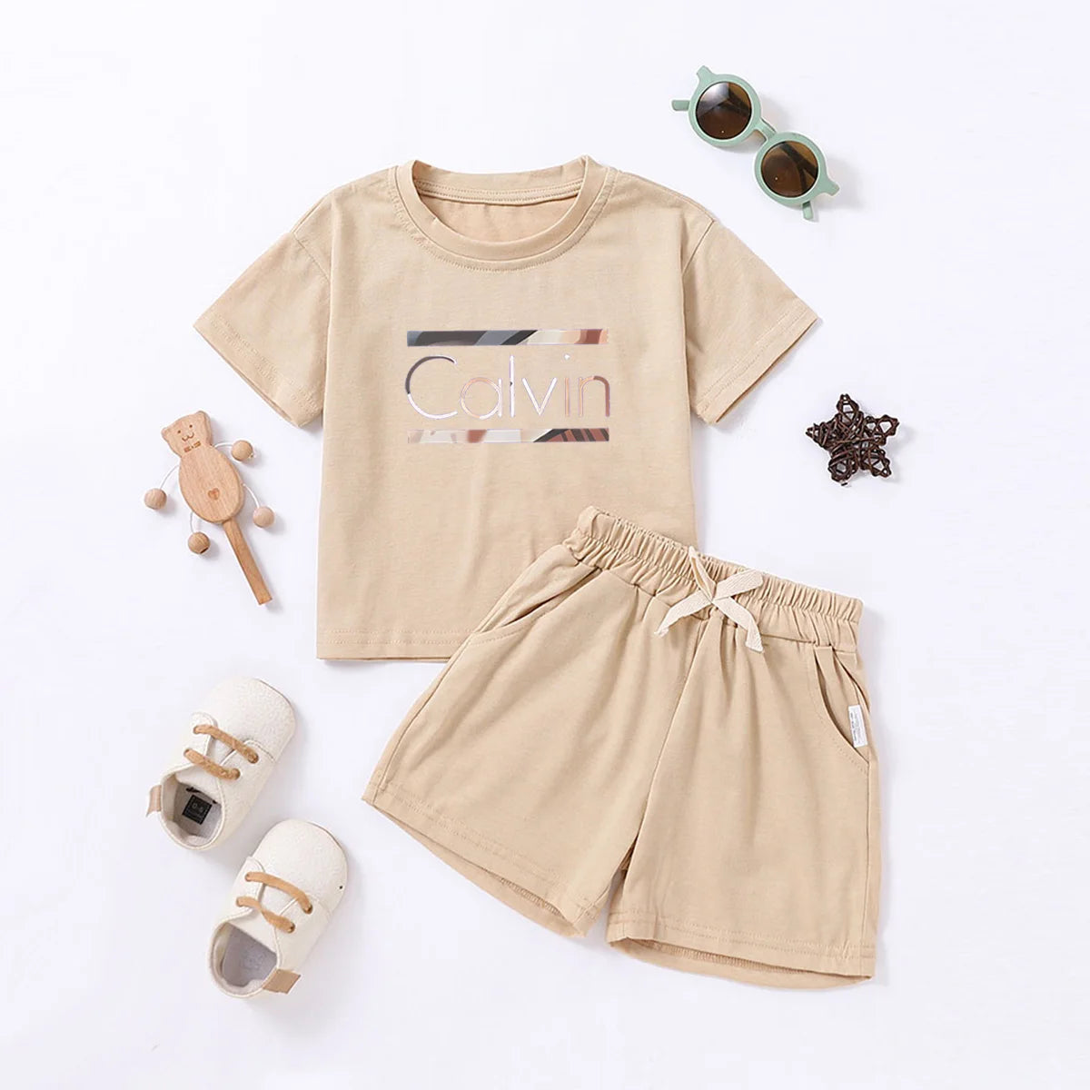 2pcs Kids Summer Boys Girls Short Sleeve Shorts Sports Suit Casual Fashion Letter Printed Kids Trendy Clothing