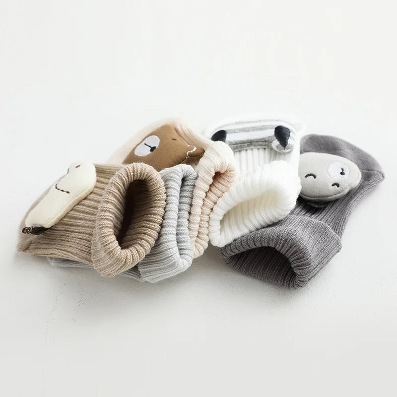 Cartoon Cotton Baby Socks – Non-Slip (Newborn to Toddler)