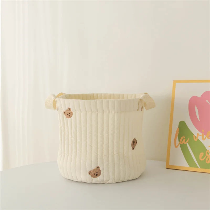 Baby Diaper Storage Bag Toys Blocks Organizer Bag Bedding Mother Tote Bottle Olives Quilted Embroidery Portable Bucket Bags