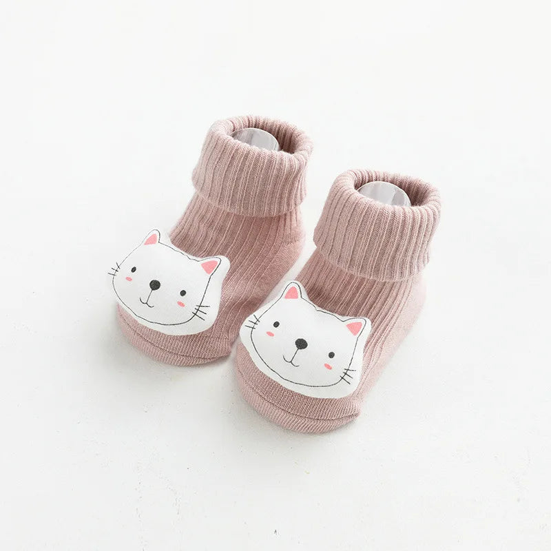 Cartoon Cotton Baby Socks – Non-Slip (Newborn to Toddler)