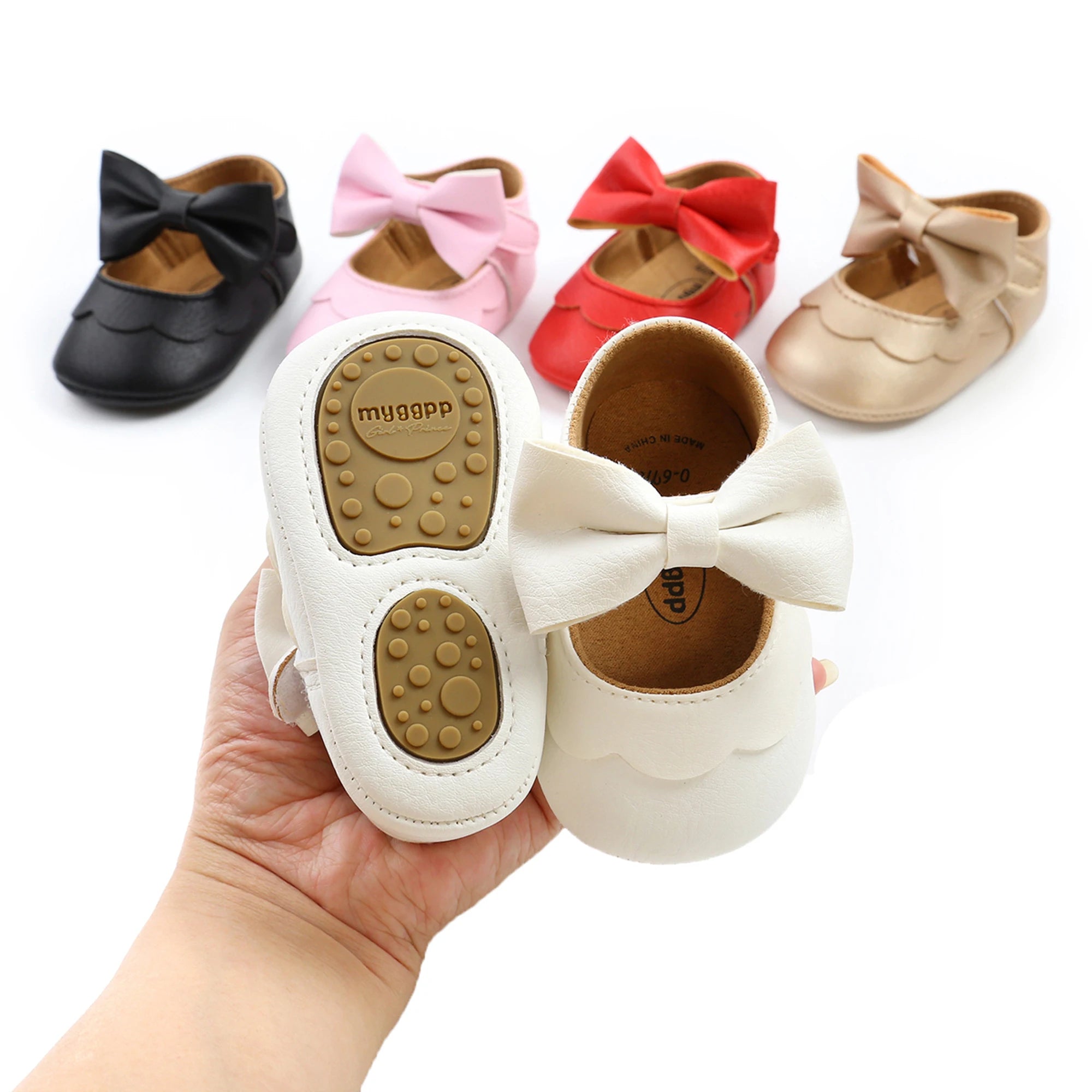 Baby Girl Bowknot Flat Shoes – Soft Sole First Walkers